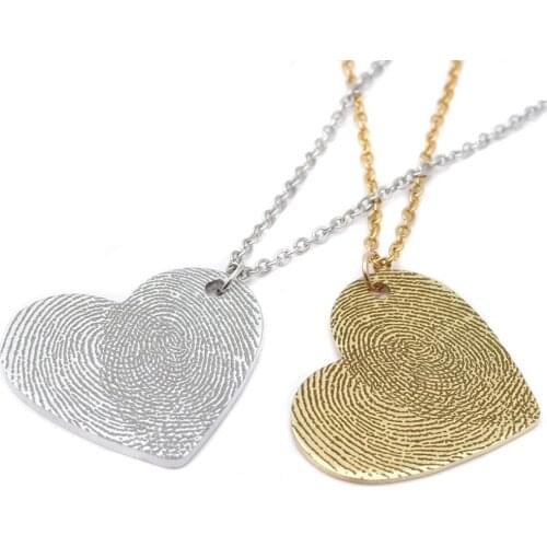 Custom Fingerprint Necklace,Personalized Engraved Names Heart Necklace,Gift for Girlfiend,Christmas Gift for her