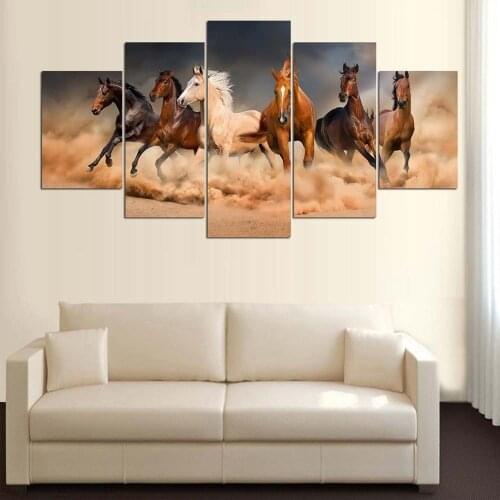 Drop Shipping 5 Pieces Horse Modern Home Wall Decor Canvas Picture Art HD Print Painting On Canvas for Living Room