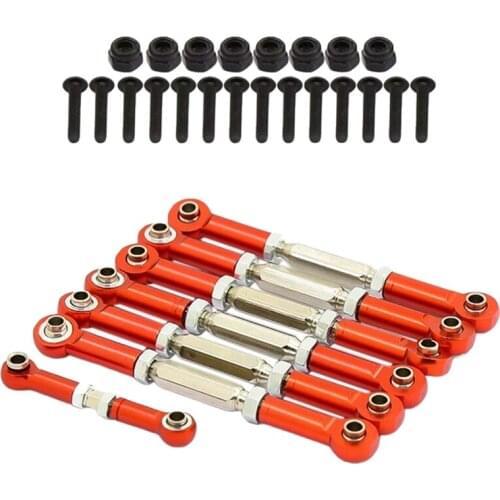 RC Pull Rod, Adjustable Metal Aluminum Steering Pull Rod Upgrade Sets with Rod Ends for Traxxas Slash 2WD 1/10