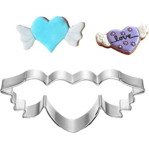 Christmas Angel Love Cookie Cutter Stainless Steel Cut Candy Biscuit Mold Cooking Tools Metal Cutters Mould Heart Fondant Cutter