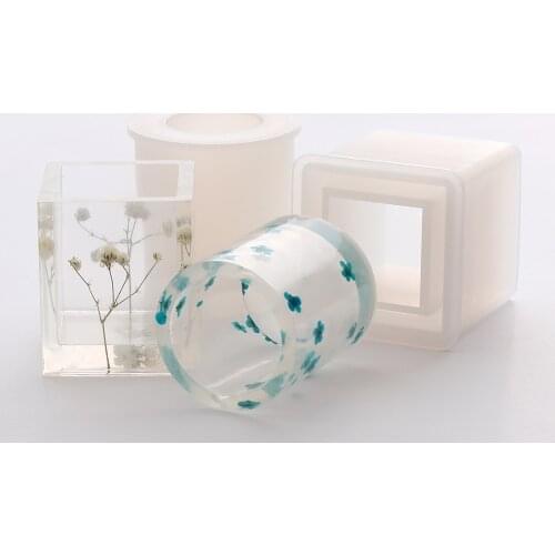 Silicone Mold Round Square Heart Pen Holder DIY Crystal Epoxy Resin Mould Geometric Nordic Style Handmade Crafts Ornaments