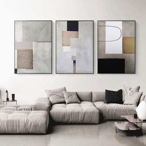 Modern Geometric Abstract Painting Industrial Style Canvas Poster Print Minimalist Wall Art Pictures for Living Room Home Decor