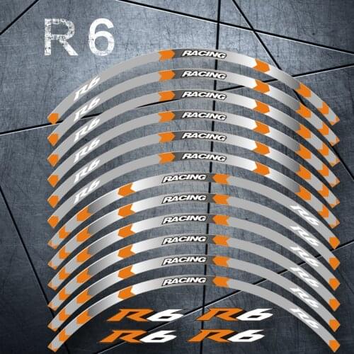 8 color for YAMAHA YZF R6 motorcycle 17inch wheel decals Reflective stickers rim stripes YZF R6 motorbike YZF R6