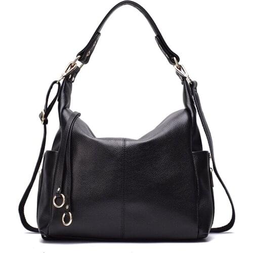 Temperament Commuter Leather Cowhide Leisure Genuine Leather Lady Handbag Nature Soft Cowhide Large Capacity Shoulder Bags