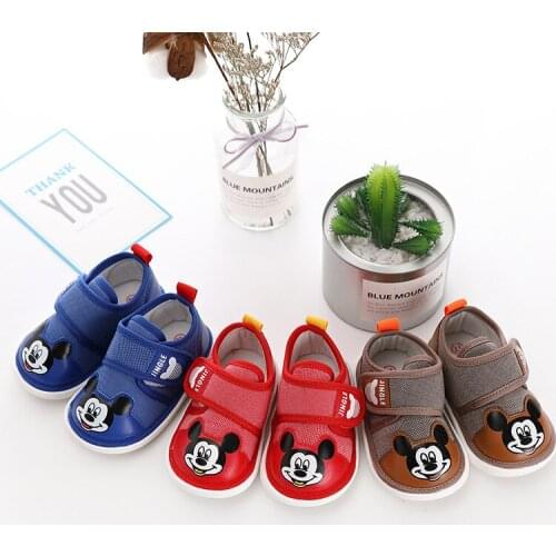 Disney childrens cartoon Mickey Mouse boy girl baby first walker shoes non-slip soft sole casual shoes