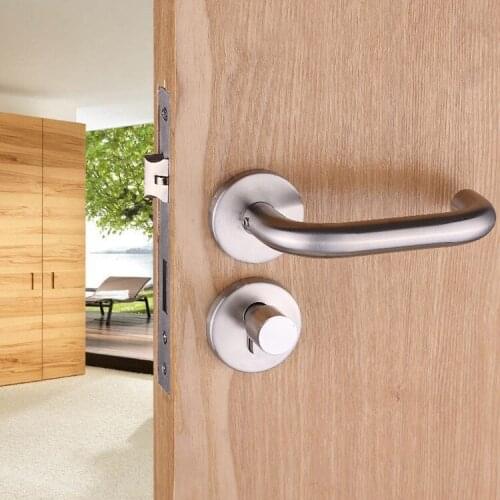 General-purpose 304 stainless steel room door lock, indoor door lock, double bend engineering split wooden door lock