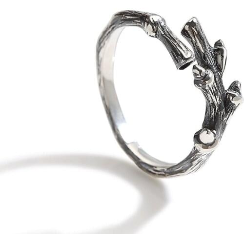 Vintage Silver Color Tree Branch Rings For Women Wedding Engagement Jewelry Big Finger Rings Anillos