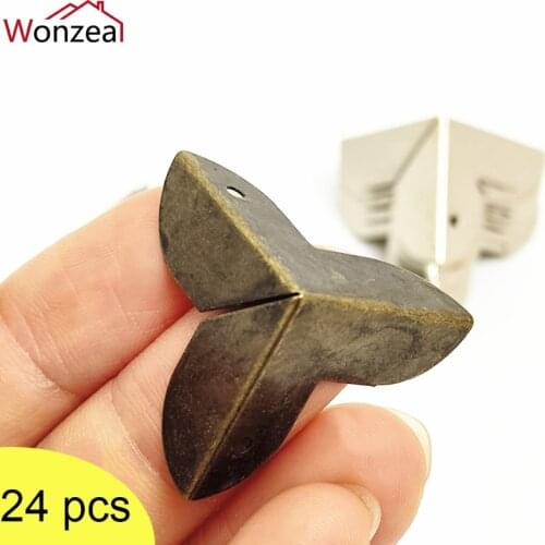 24Pcs Vintage Metal Decorative Corner Bracket For Case Box Mini Corner Protector Crafts Furniture Hardware With Nails