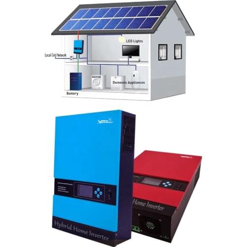 Vmaxpower running without battery Save 40% solar system cost solar 5KW hybrid inverter with 80A MPPT controller