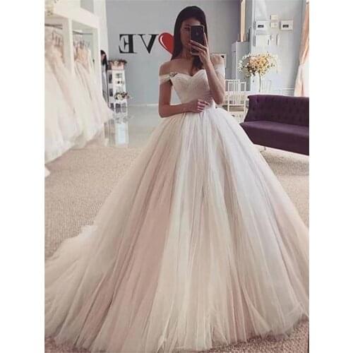 2021 Short Sleeve Off-Shoulder Lace Applique Sweep Train A line Backless Bridal Gown Vestido de Novia Bohemian Wedding Dress