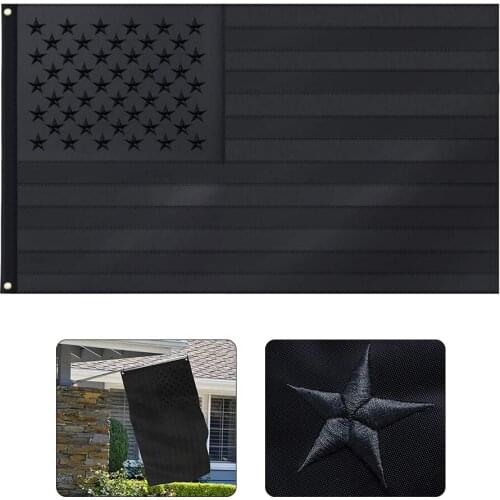 1pc Durable All Black American Flag 3x5 ft Oxford Cloth Embroidered US Blackout