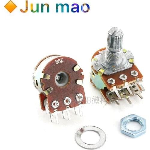 1pcs WH148 B1K B2K B5K B10K B20K B50K B100K B500K 6Pin 15mm Shaft Amplifier Dual Stereo Potentiometer 1K 2K 5K 10K 50K 100K 500K