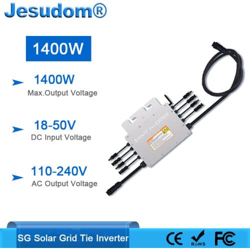 1400W PV Smart Micro inverter IP65 MPPT Waterproof Grid Tie Inverter Input 18-50VDC to 100-240VAC with monitoring Collector