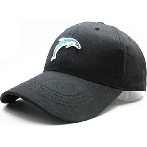 2021 Dolphin Animal Embroidery Cotton Baseball Cap Hip-hop Cap Adjustable Snapback Hats for Men and Women 204