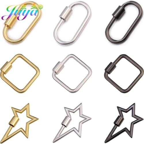 Juya 3pcs/lot DIY Square Star Geometric Screw Hook Clasps Accessories For Handmade Hanging Chains Pendant Punk Jewelry Making