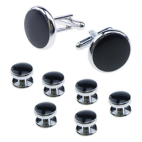5sets/lot Classic Cufflinks Tuxedo Studs 8 pcs Set Black Enamel Epoxy Cuff Links Stueds Set 4 Colors Mens Jewelry Accessory