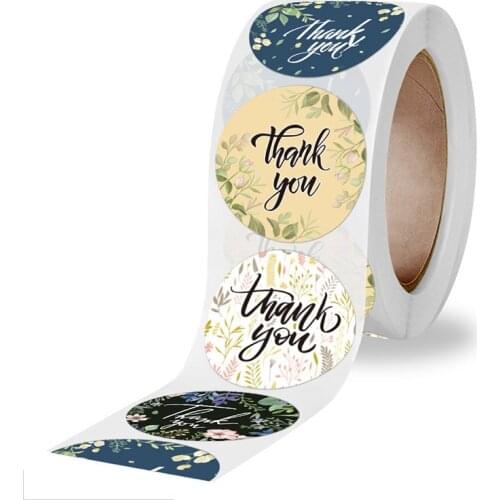 500pcs/Roll 2.5cm Creative Thank You Series Seal Stickers Fashion Cute Flower Office School Stationery Sticker