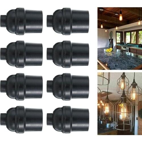 8pcs Retro Vintage E26/E27 Screw Bulb Industrial Style Black Base Lamp Bulb Holder Pendant Lighting Socket Ceiling Light Adaptor