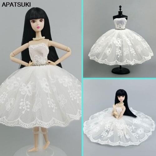 White Floral Fashion Ballet Dress For Barbie Doll Outfits 1/6 Doll Accessories Dancing Clothes 3-layer Skirt Party Gown Kids Toy