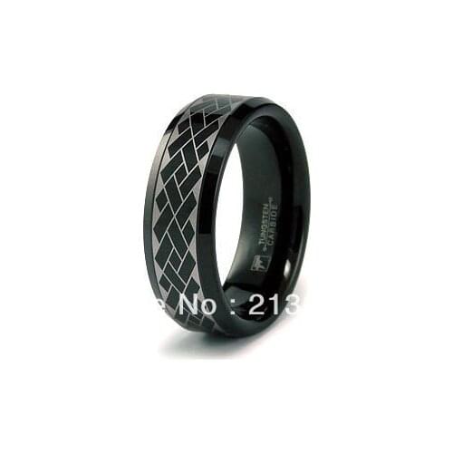 FREE SHIPPING USA WHOLESALES CHEAP PRICE BRAZIL RUSSIA CANADA UK HOT SALE 8MM BEVEL ENGRAVED BLACK BRIDAL TUNGSTEN WEDDING RING