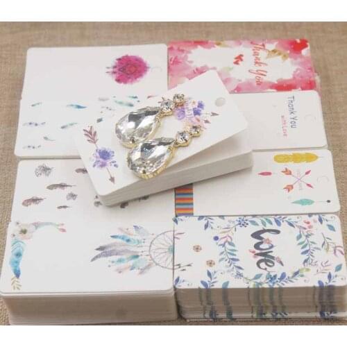 50pcs new Mulit styles flower jewelry earring tag white/kraft Marbel design earring tag DIy Thank you love earring display tag