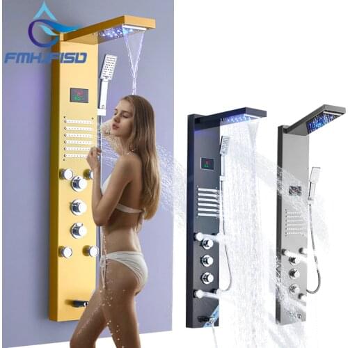 LCD Ditital Display Shower Panel Bath Shower Tower Column with Body Massage Jets Free Shipping Tower Shower Column