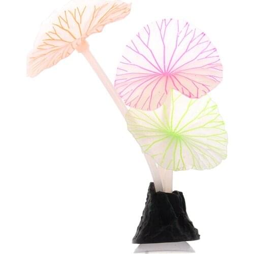 Fluorescent Artificial Coral Reef Glowing Lotus Leaf Mushroom Luminous Stones Aquariums Fish Tank Luminous Decor Accessories