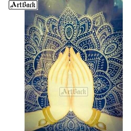 ArtBack 5d Diamond Painting Buddha Lotus Square Diamond Mosaic Religion Buddhist Handicraft Home Decoration
