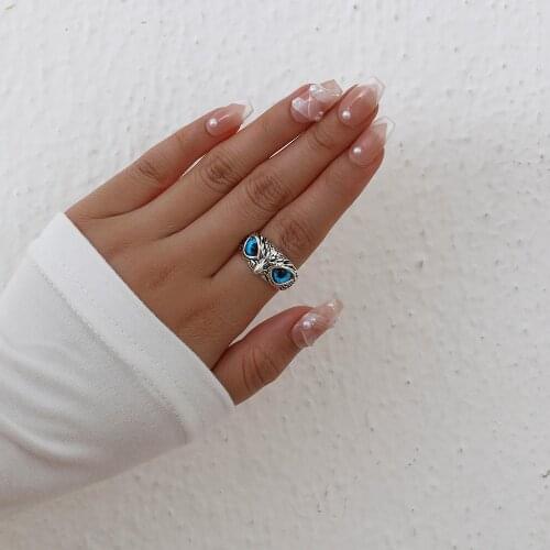 Lost Lady Explosive Creative Ring Popular Style Ancient Silver Owl Ring Light Luxury Fashion Alloy Drop Oil Wholesale Jewelry