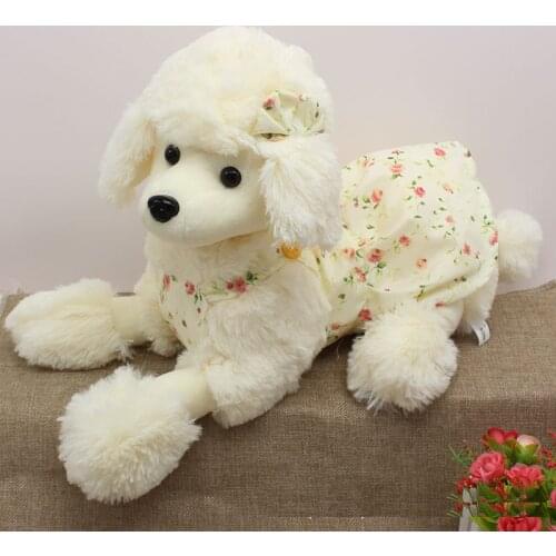 Cute Floral Skirt Puppy Poodle Lady Dog Plush Toy Simulation Pets Baby Stuffed animal Dolls Birthday Gifts for Girl