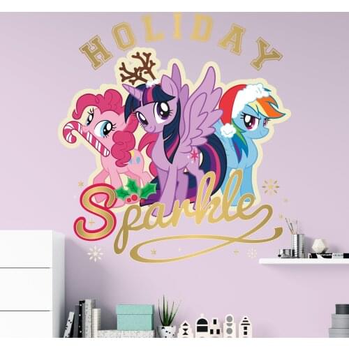 Cartoon Pink Purple and Blue Horses Wall Sticker Cute Living Room Bedroom Wallpaper Self Adhesive Wall Decal Home Decoration