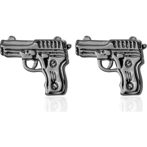 HYX Jewelry gun Black pistol metal Brand Cuff Buttons French Shirt Cufflinks For Mens Fashion Cuff Links