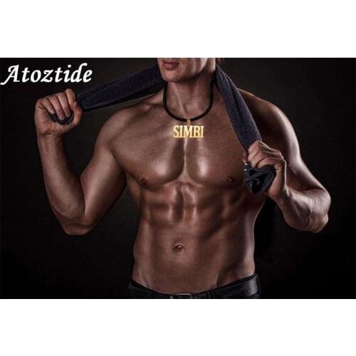 Atoztide Personalize Custom Name Necklace Leather Cord Handmade Pendant Stainless Steel Nameplate Men Boy Husband Birthday Gift