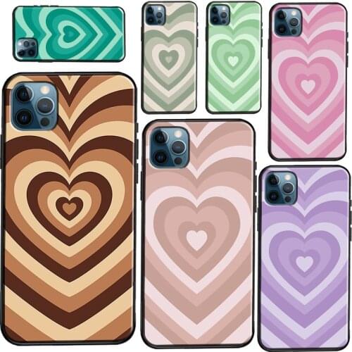Latte Love Brown Heart Aesthetic Soft Case For iPhone 12 Pro Max Mini 11 Pro Max X XR XS Max SE 2020 8 7 Plus Phone Cover