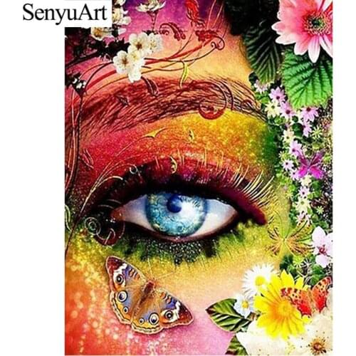 SenyuArt Diamond Painting Full Round Embroidery Picture Mosaic Art Accessories Flower Eye Butterfly Cross Stitch Kits Home Decor