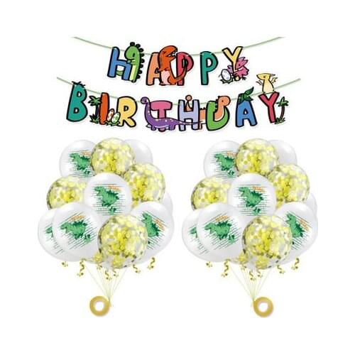 Cartoon Dinosaur Theme Dot Sequin Latex Balloons Set Dinosaur Foil Balloons Baby First Birthday Party Supplies Decorations