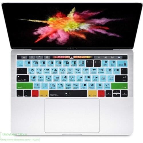 Keyboard Cover Keypad Skin Silicone Davinci Resolve Hot Key Shortcut For Macbook Pro 13" 15" Newest 2017/2016 With Touch Bar
