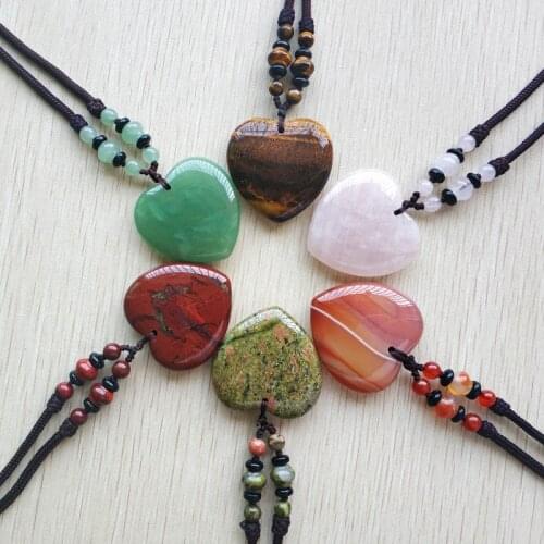 Wholesale 2pcs/lot 2018 new fashion good quality natural stone Heart shape charms pendants & necklace jewelry free shipping