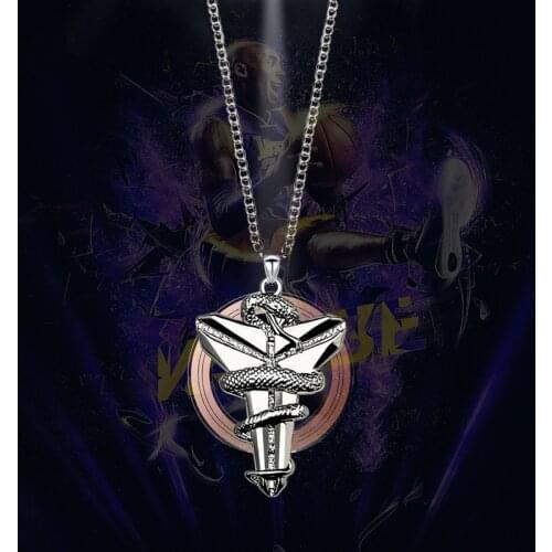 Hip Hop Memorial Basketball Star Black Mamba Viper Pendant Cross Titanium Steel Necklace Boys and Girls Jewelry Accessories Gift