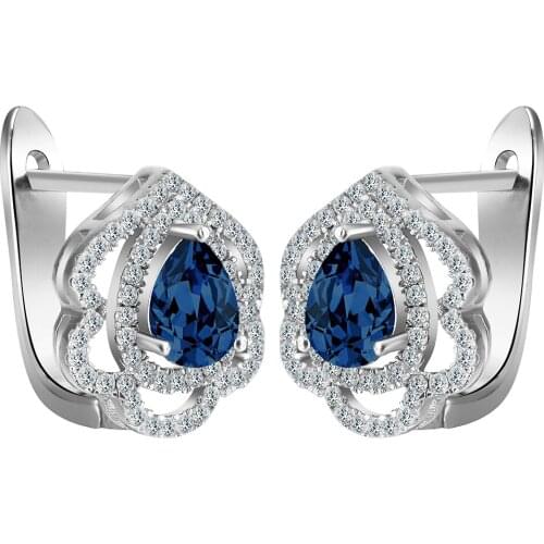 Valentines Day Gift Elegant Hoop Earrings Brincos For Women With Top Quality CZ Anti Allergy Royal Blue CZ Zirconia jewelry