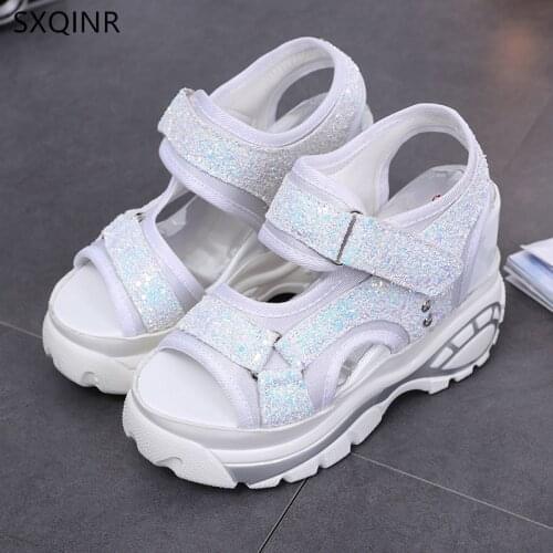 Woman Sandals Summer Women Concise Platform Sequins Casual Shoes Woman Fashion Thick Bottom Wedges Sandals
