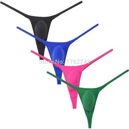 Sexy Mens Pouch Bikini Underwear Posing Contoured String Ice Silk Micro Thong T-Back