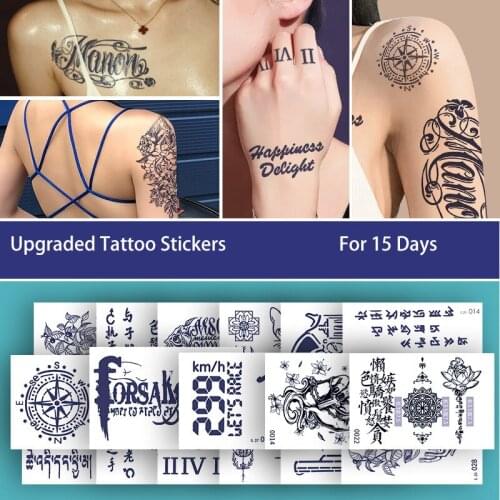 Tattoo Stickers Waterproof Temporary Flower Pattern Arm Printing Body Art Fake Sleeve Hand Black Sketchs Anime Adult Stranger