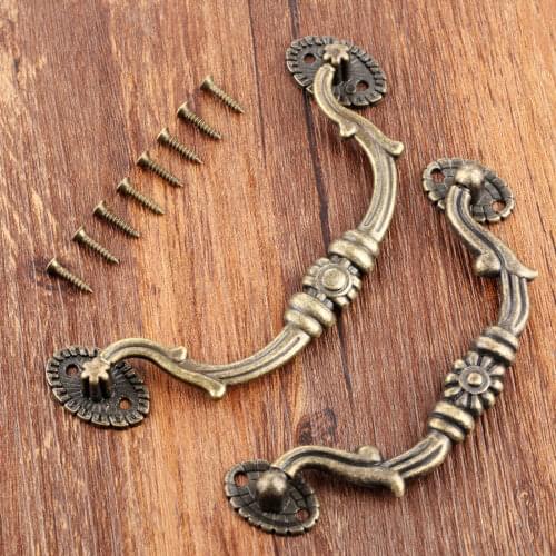 1pc Vintage Antique bronze Furniture Handle Wooden Wine Gift Box Handles Pulls Knob for Drawer Cupboard Kitchen