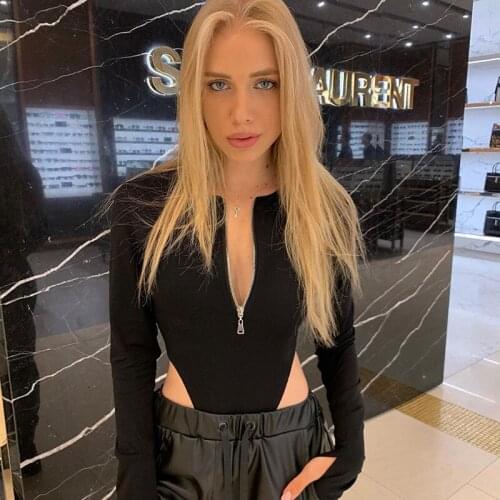 Zipper Lange Mouwen Sexy Schede Skinny Vrouwen Bodysuits top suit catsuit clothing Rompertjes Vrouwen Jumpsuits Fashion Solid