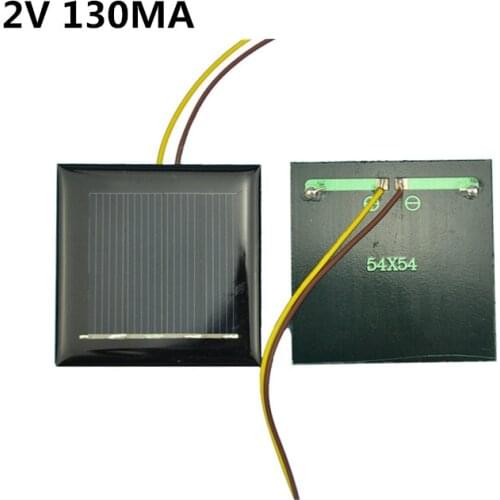 1PC 2V 130MA Solar Panels Photovoltaic Solar Cells/Polycrystallin Small Power Panel for LED Light With 15CM Wires Power Charger
