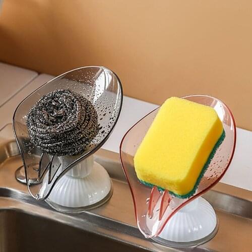 Leaf Shape Soap Holder Soap Dish For Bathroom Quick Drain Large Suction Cup