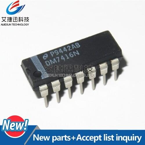 10Pcs DM7416N DIP14 Hex Inverting Buffers with High Voltage Open-Collector Outputs New and original