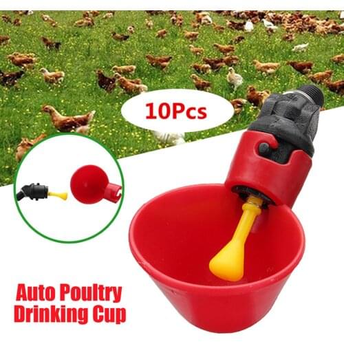 10pcs Chicken Watering Drinker Poultry Water Drinking Cups Chicken Hen Plastic Automatic Drinker Birds Feeding Drinking Bowls