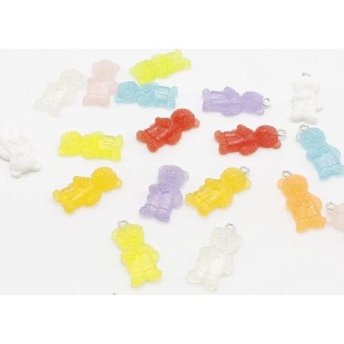 10 cute multicolor candy geometric bear resin mobile phone earrings key ring pendants scrapbook necklace jewelry accessories
